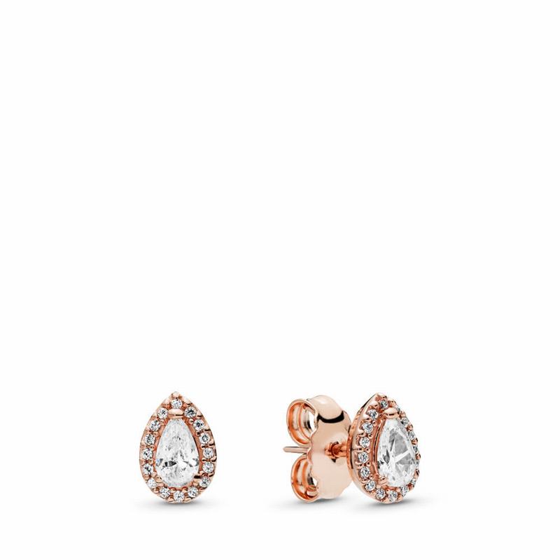 Pandora Rose™ Radiant Teardrops Stud Earrings - Pandora Rose/Cubic Zirconia - Canada | FX1182JP